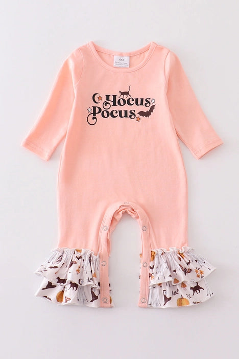 Baby Girl Pink Halloween Hocus Pocus Long Sleeve Romper