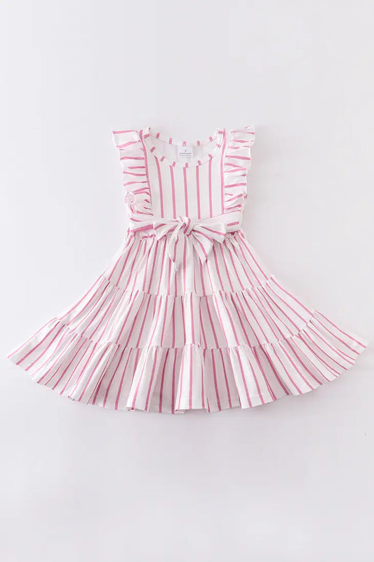 Pink stripe ruffle dress