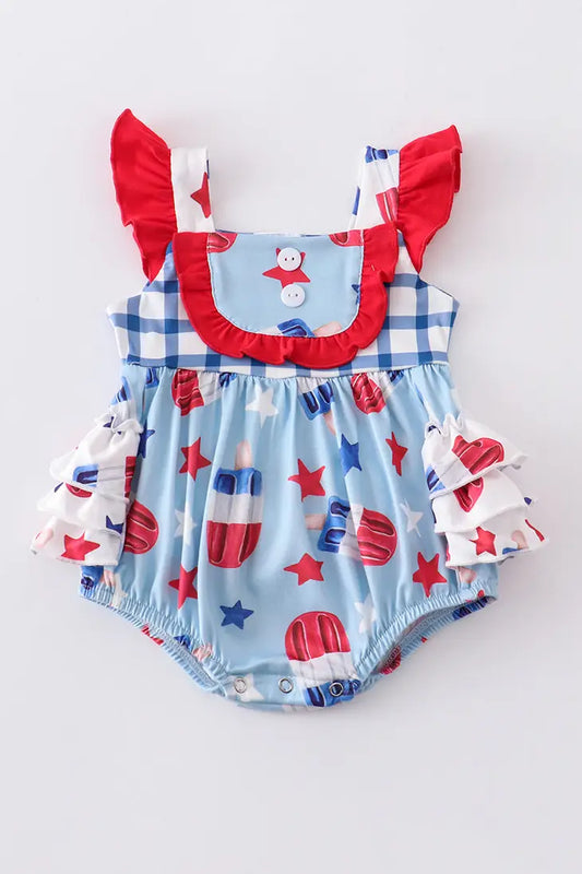 Baby Girl Bomb Pop Romper Red White and Blue featuring an American Favorite!